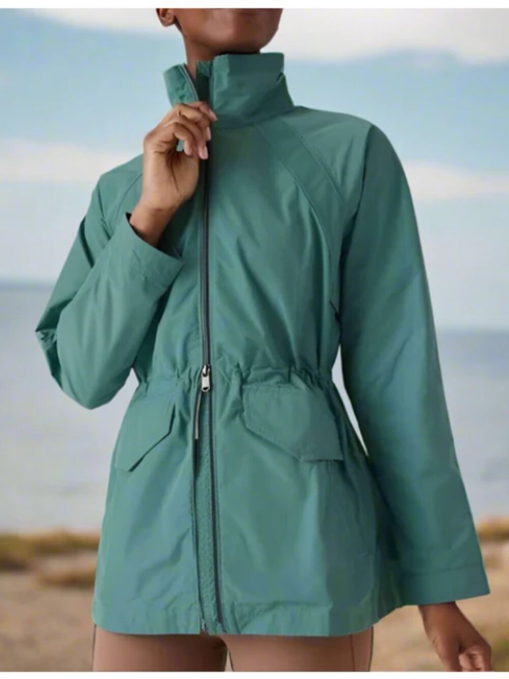 Athleta Westerly Windbreaker Jacket Blue Water Repellent Travel XS